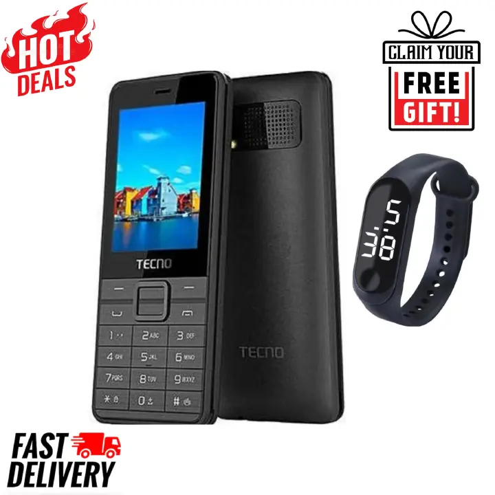 LIMITED DISCOUNT !!!!!BRAND NEW Tecno T402 FEATURE PHONE ,Display: 2.4″ TFT Screen ,Memory: 4MB RAM + 4MB ROM Wireless FM, Loud Speaker, Triple SIM & FM Radio_BLACK
