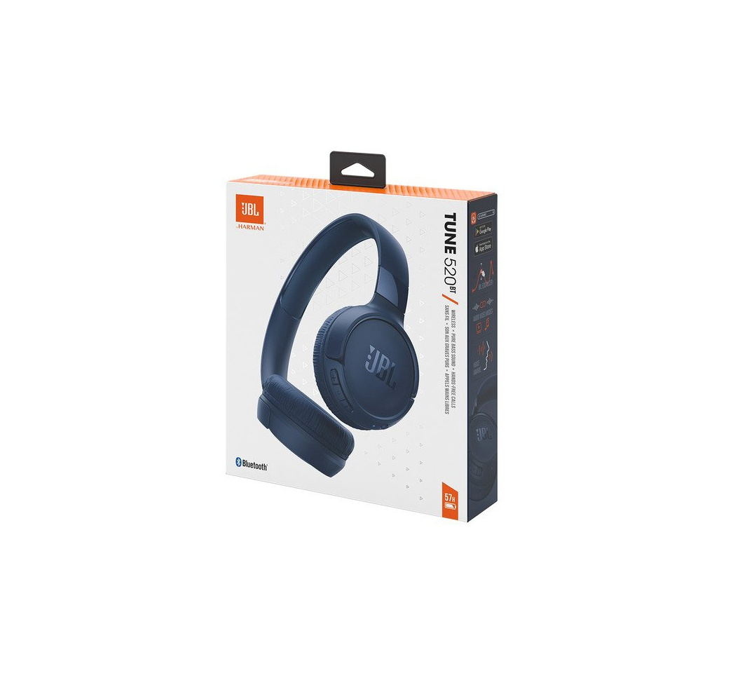 JBL TUNE 520BT ,On Ear Wireless Headphones, Bluetooth 5.3,40H battery life and speed charge (5mins = 2H) ,Multi-point connections & Hands-free calls - Blue,Black