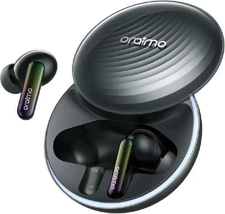 Oraimo Spacebuds 2 OTW-631 Earbuds 52dB Hybrid Active Noise Cancelling Earpods With Spatial Sound 45H Playtime Smart Remote Case AI Voice Assistant For Bluetooth Enabled Laptops And Mobile Phones