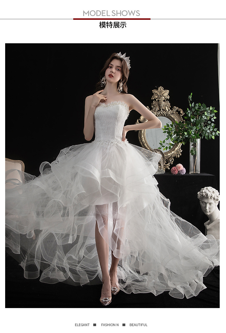 Cheap Women's Cocktail Prom Dress for Teens Graduation Floral Lace Hi-Lo Chiffon Wedding Dresses for Wedding Guest Women's High Low Country Wedding Dress for Bride Strapless Lace Bridal Gowns L06