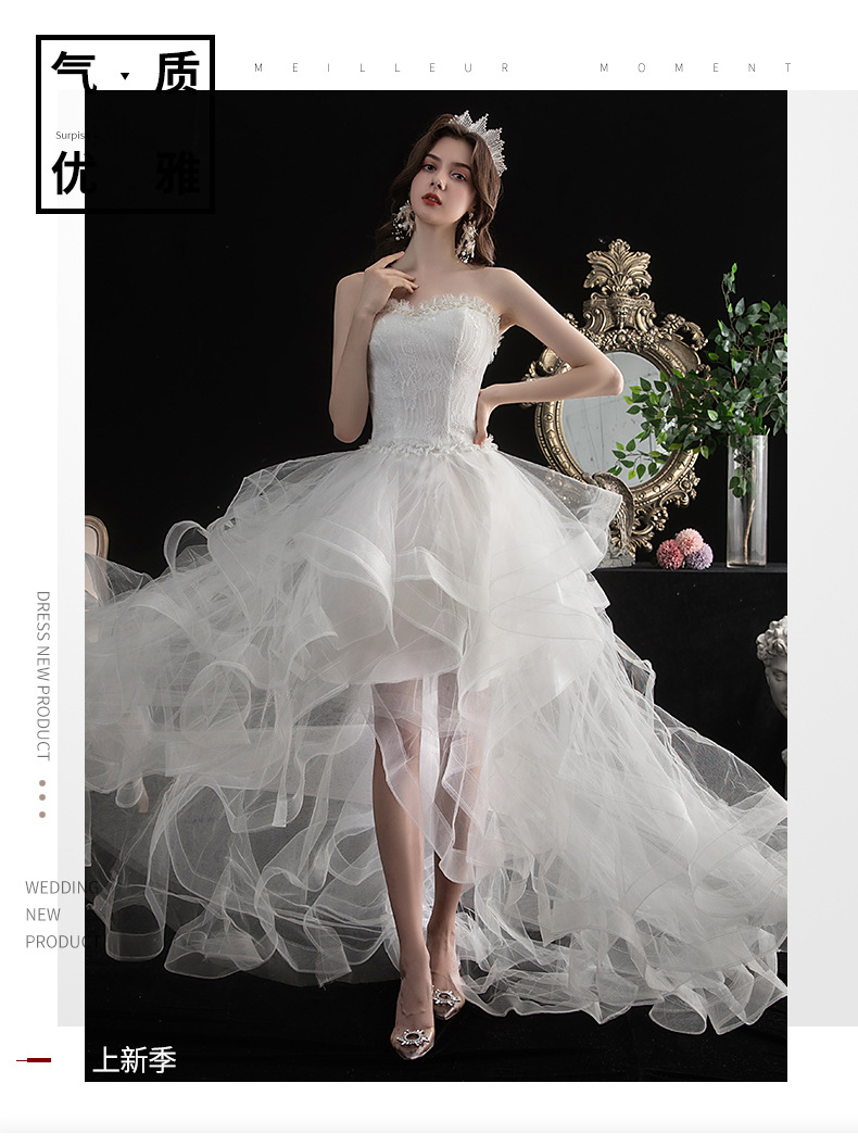 Cheap Women's Cocktail Prom Dress for Teens Graduation Floral Lace Hi-Lo Chiffon Wedding Dresses for Wedding Guest Women's High Low Country Wedding Dress for Bride Strapless Lace Bridal Gowns L06