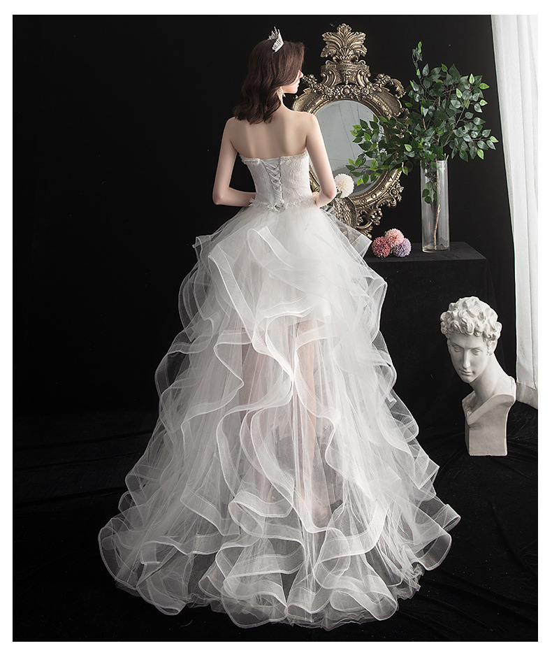 Cheap Women's Cocktail Prom Dress for Teens Graduation Floral Lace Hi-Lo Chiffon Wedding Dresses for Wedding Guest Women's High Low Country Wedding Dress for Bride Strapless Lace Bridal Gowns L06