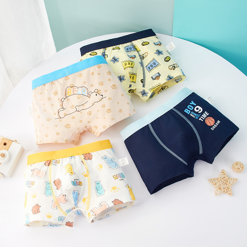 56Kinds 4PCS Boys Soft Cotton Boxer Briefs Dinosaur Polar Bear Toddler Kids Underwear Cartoon Boys CHEAP Car Boxer Briefs Moisture-Wicking Underwear for Boys Multipack Children M-4XL Truck Panties L90