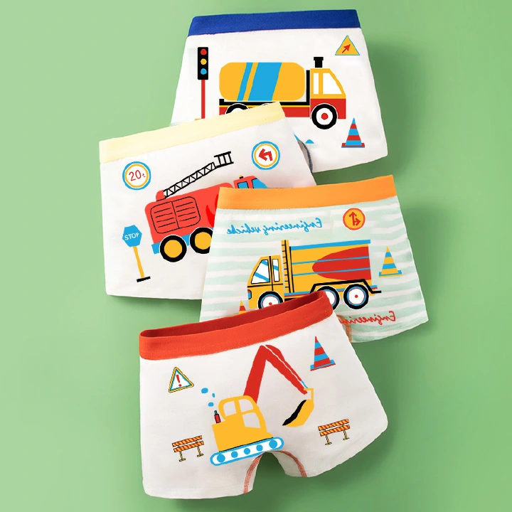 56Kinds 4PCS Boys Soft Cotton Boxer Briefs Dinosaur Polar Bear Toddler Kids Underwear Cartoon Boys CHEAP Car Boxer Briefs Moisture-Wicking Underwear for Boys Multipack Children M-4XL Truck Panties L90