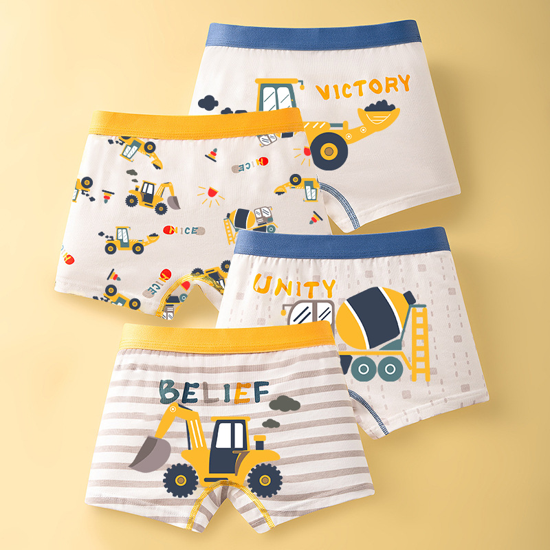 56Kinds 4PCS Boys Soft Cotton Boxer Briefs Dinosaur Polar Bear Toddler Kids Underwear Cartoon Boys CHEAP Car Boxer Briefs Moisture-Wicking Underwear for Boys Multipack Children M-4XL Truck Panties L90