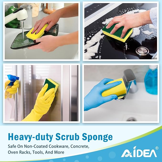 Small Rectangul Sponges,  Duty Dish Sponge Kitchen, Scrub Sponges | Dish Sponges Stink-Free, Cleaning Dish Scrubber Sponges for Home & Restaurant, Bathroom, Bulk Sponges Best for Pots/ Pans