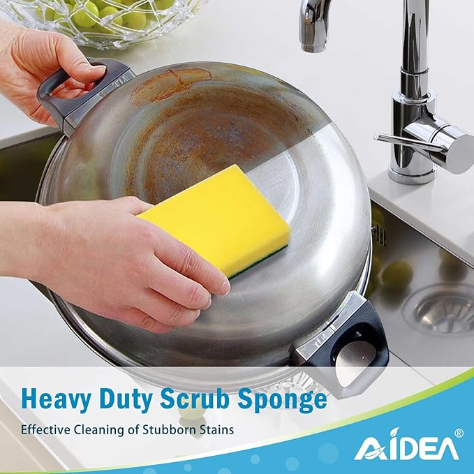 Small Rectangul Sponges,  Duty Dish Sponge Kitchen, Scrub Sponges | Dish Sponges Stink-Free, Cleaning Dish Scrubber Sponges for Home & Restaurant, Bathroom, Bulk Sponges Best for Pots/ Pans