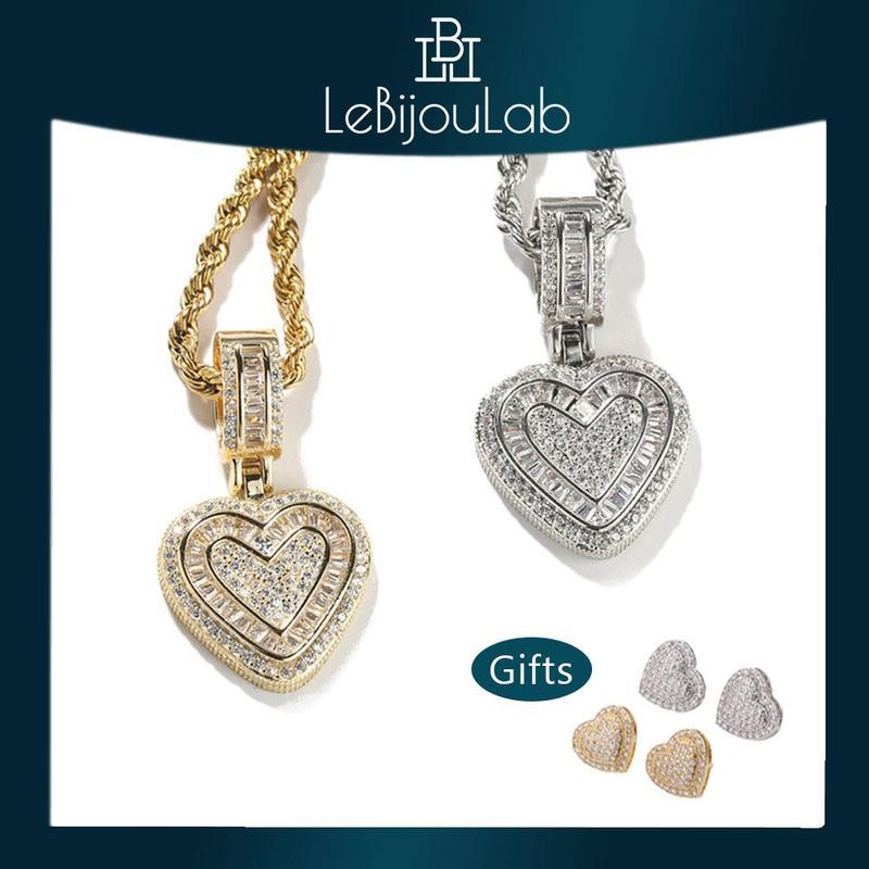 European and American cross-border best-selling rock candy heart pendant niche design copper inlaid zircon necklace light luxury hip-hop style accessories women