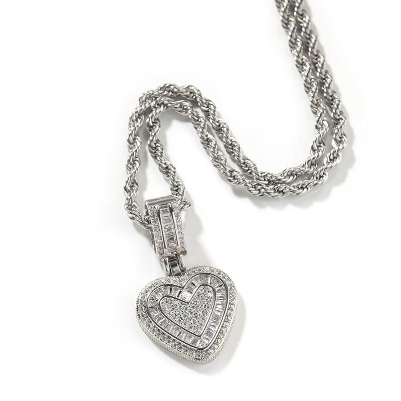 European and American cross-border best-selling rock candy heart pendant niche design copper inlaid zircon necklace light luxury hip-hop style accessories women