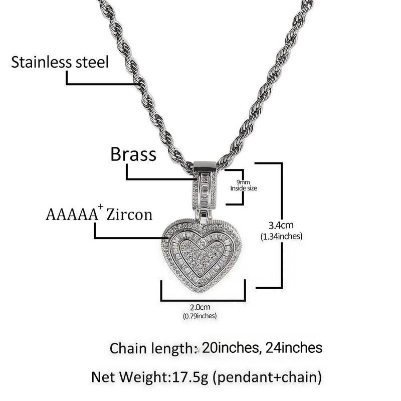European and American cross-border best-selling rock candy heart pendant niche design copper inlaid zircon necklace light luxury hip-hop style accessories women