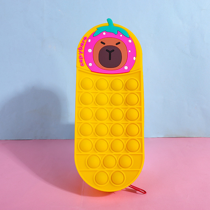Hot Gifts Kids Fidget Toys Pop Fidget Cartoon Mouse-Trap Pioneer Silicone Pencil Case, Astronaut Stationery Box, Pencil Holder with Stress-Relief Finger Hole for Elementary School Students 34kinds C14