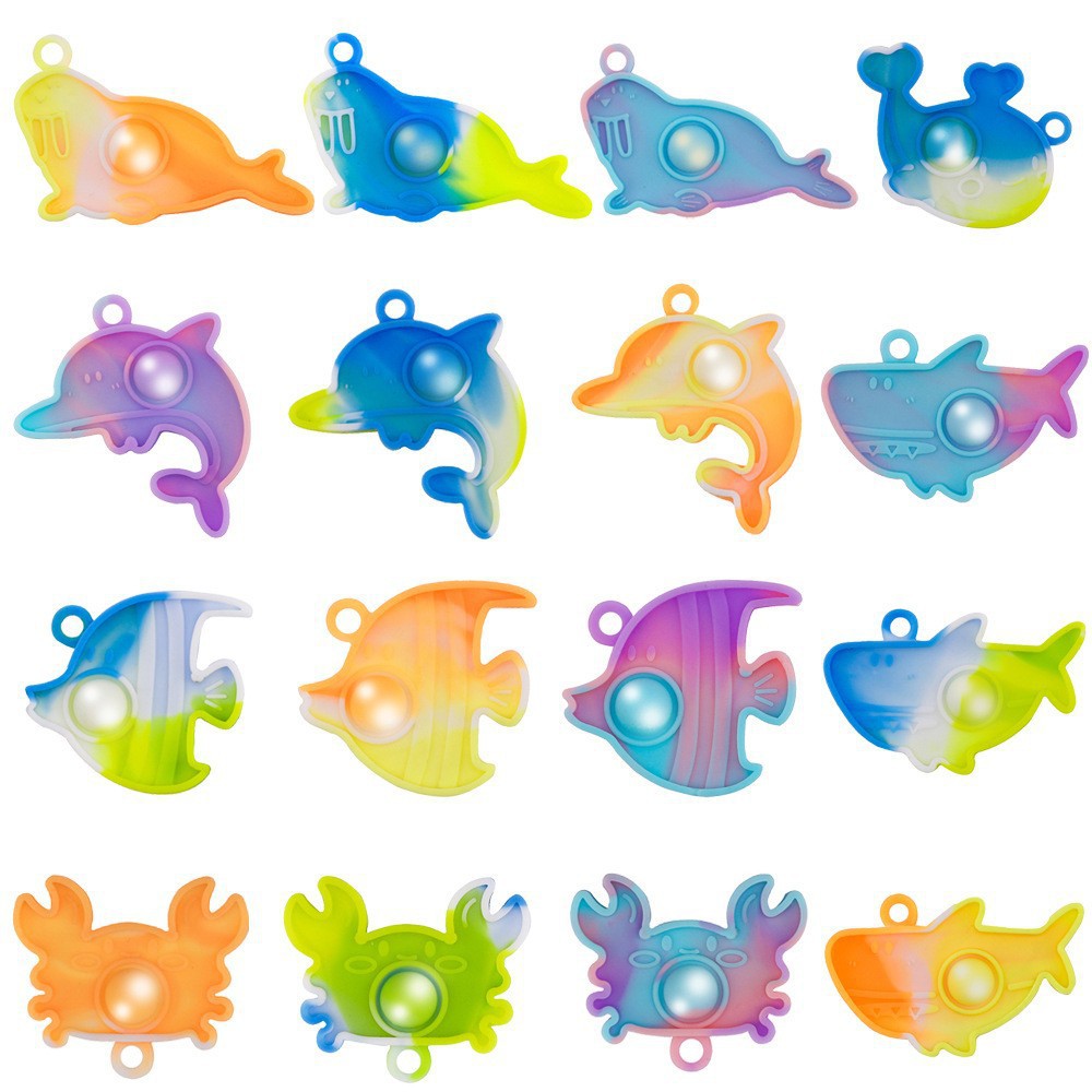 5PCS/SET Adult Kids Fidget Toys Pop It Fidget Sensory Toys Set Keychain Set of Silicone Pop Ornaments for Fingers MINI Bubble Bulk Relaxation Toys for Hanging on Fingers Bags Charm Christmas Gifts C09