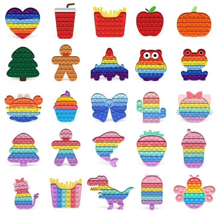3PCS/SET Fidget Toys Pop It Fidget Sensory Toys Set Stress Relief Gifts for Kids Adults Big Size Pop Bulk Party Favors Cheap Christmas Gifts Bubble Sensory Toy Classroom Prizes Cake Cars Toys C07