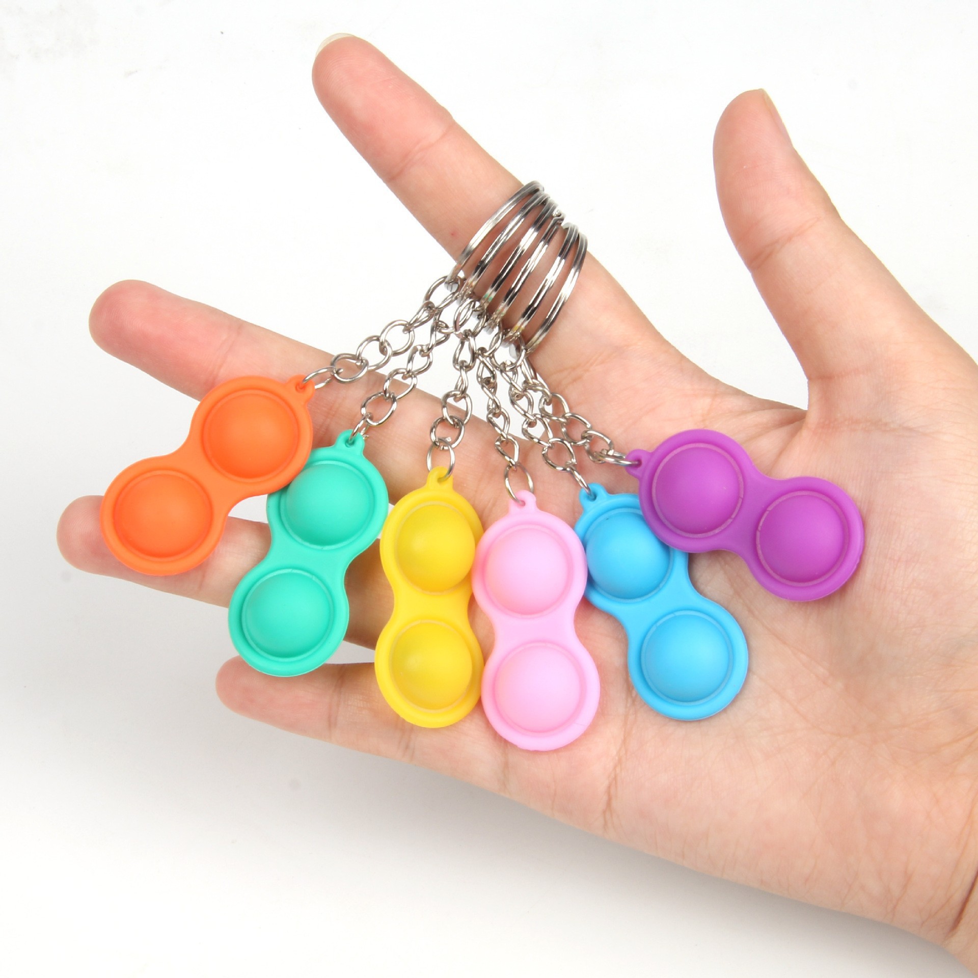 5PCS/SET Adult Kids Fidget Toys Pop It Fidget Sensory Toys Set Keychain Set of Silicone Pop Ornaments for Fingers MINI Bubble Bulk Relaxation Toys for Hanging on Fingers Bags Charm Christmas Gifts C09