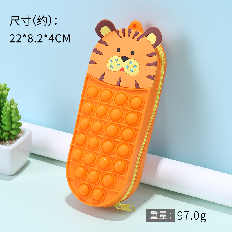 Hot Gifts Kids Fidget Toys Pop Fidget Cartoon Mouse-Trap Pioneer Silicone Pencil Case, Astronaut Stationery Box, Pencil Holder with Stress-Relief Finger Hole for Elementary School Students 34kinds C14