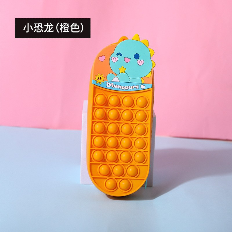 Hot Gifts Kids Fidget Toys Pop Fidget Cartoon Mouse-Trap Pioneer Silicone Pencil Case, Astronaut Stationery Box, Pencil Holder with Stress-Relief Finger Hole for Elementary School Students 34kinds C14