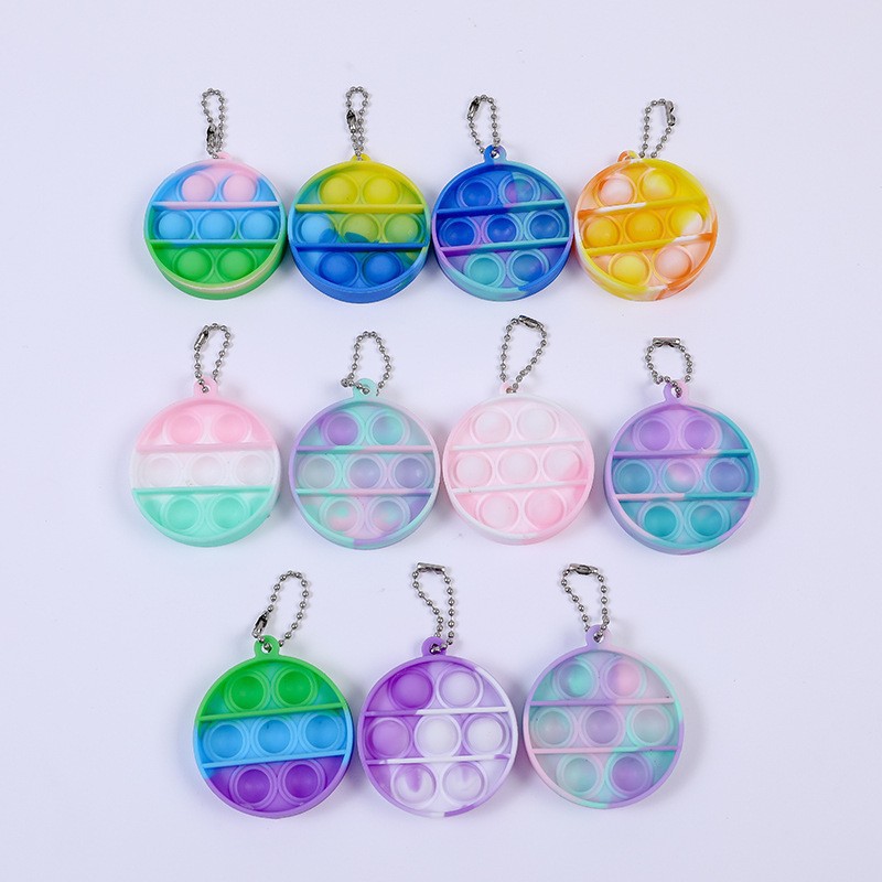 5PCS/SET Adult Kids Fidget Toys Pop It Fidget Sensory Toys Set Keychain Set of Silicone Pop Ornaments for Fingers MINI Bubble Bulk Relaxation Toys for Hanging on Fingers Bags Charm Christmas Gifts C09