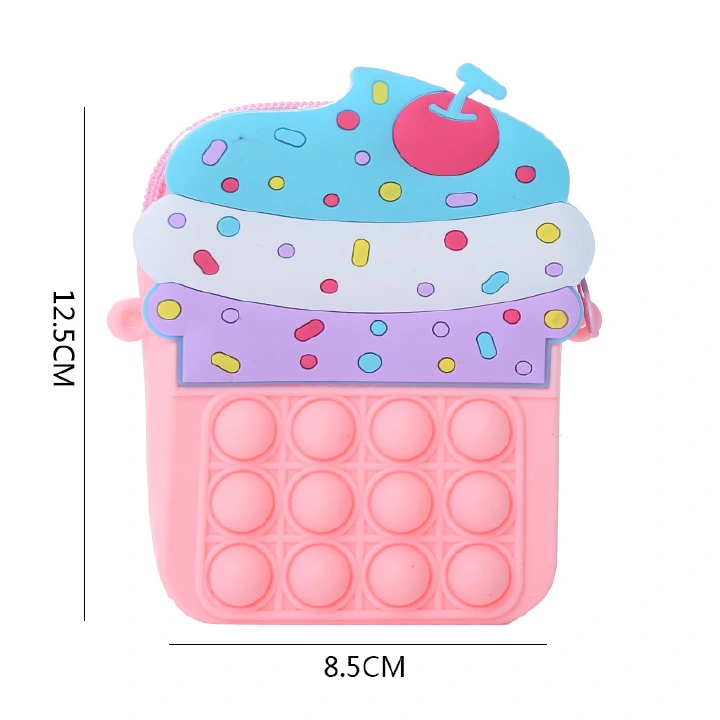 3PCS/SET Kids Fidget Toys Pop Fidget New Mouse-Proof Pioneer Princess Silicone Crossbody Wallet for Adults and Kids Cute Stress-Relief Ice Cream Design Best Christmas Gifts for Kids Girls C12