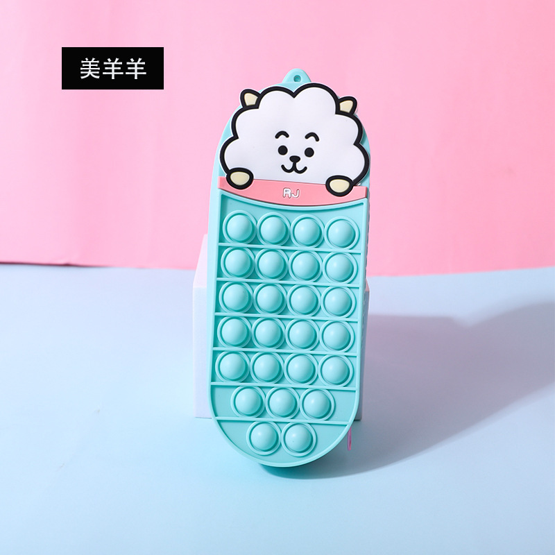 Hot Gifts Kids Fidget Toys Pop Fidget Cartoon Mouse-Trap Pioneer Silicone Pencil Case, Astronaut Stationery Box, Pencil Holder with Stress-Relief Finger Hole for Elementary School Students 34kinds C14