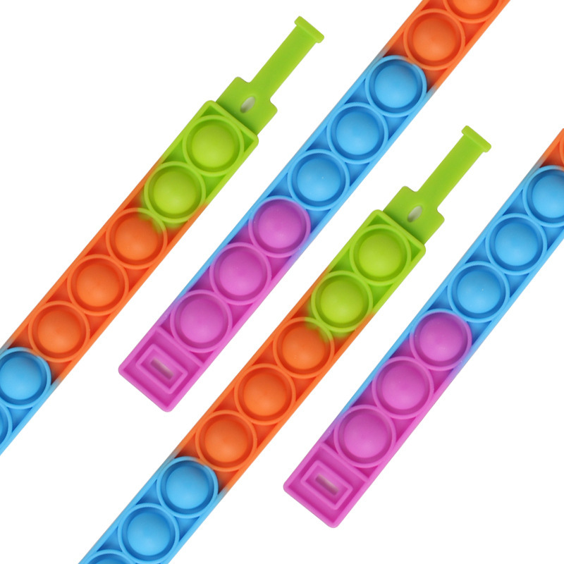 5PCS/SET Adult Kids Fidget Toys Pop It Fidget Sensory Bracelet Toys Set Keychain Set of Silicone Pop Ornaments for Fingers MINI Bubble Bulk Relax Fingers Toys Bags Charm Christmas Gifts C10