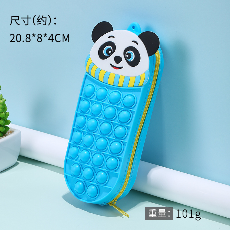 Hot Gifts Kids Fidget Toys Pop Fidget Cartoon Mouse-Trap Pioneer Silicone Pencil Case, Astronaut Stationery Box, Pencil Holder with Stress-Relief Finger Hole for Elementary School Students 34kinds C14