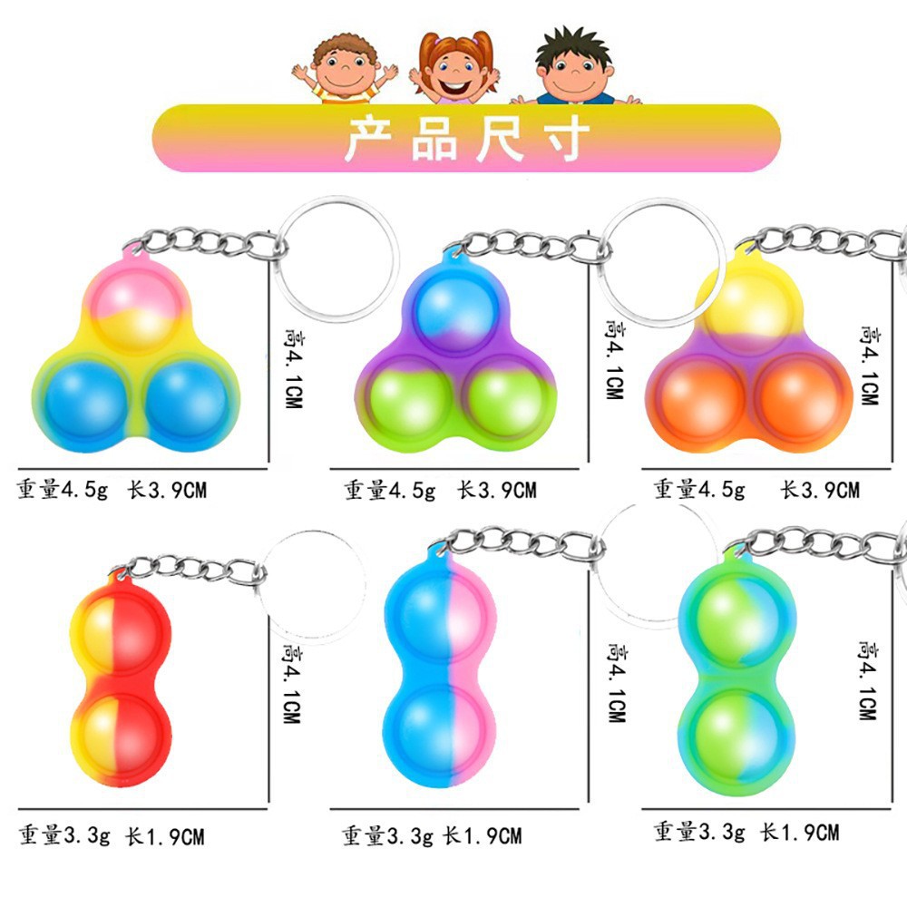 5PCS/SET Adult Kids Fidget Toys Pop It Fidget Sensory Toys Set Keychain Set of Silicone Pop Ornaments for Fingers MINI Bubble Bulk Relaxation Toys for Hanging on Fingers Bags Charm Christmas Gifts C09