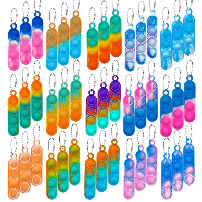 5PCS/SET Adult Kids Fidget Toys Pop It Fidget Sensory Toys Set Keychain Set of Silicone Pop Ornaments for Fingers MINI Bubble Bulk Relaxation Toys for Hanging on Fingers Bags Charm Christmas Gifts C09