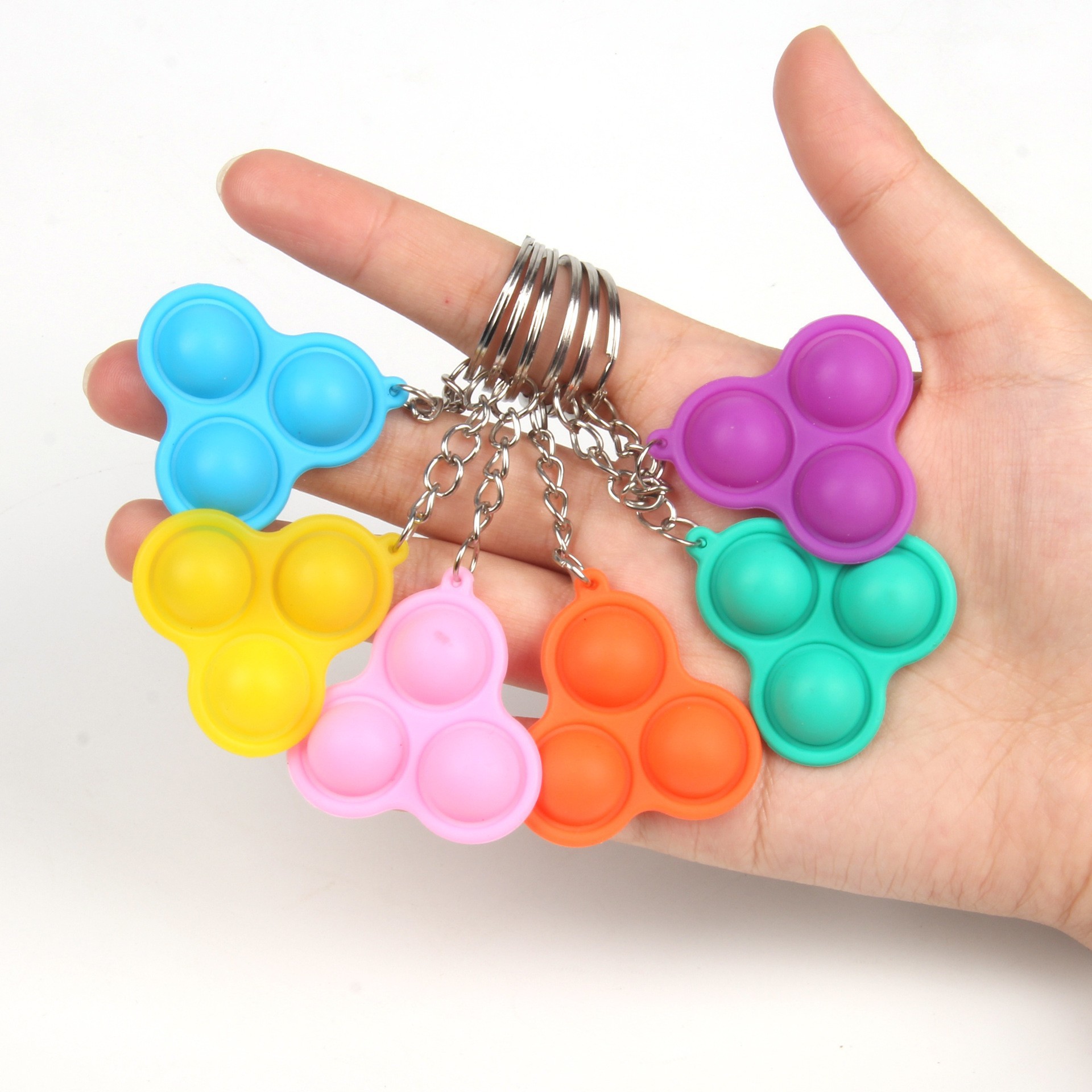 5PCS/SET Adult Kids Fidget Toys Pop It Fidget Sensory Toys Set Keychain Set of Silicone Pop Ornaments for Fingers MINI Bubble Bulk Relaxation Toys for Hanging on Fingers Bags Charm Christmas Gifts C09