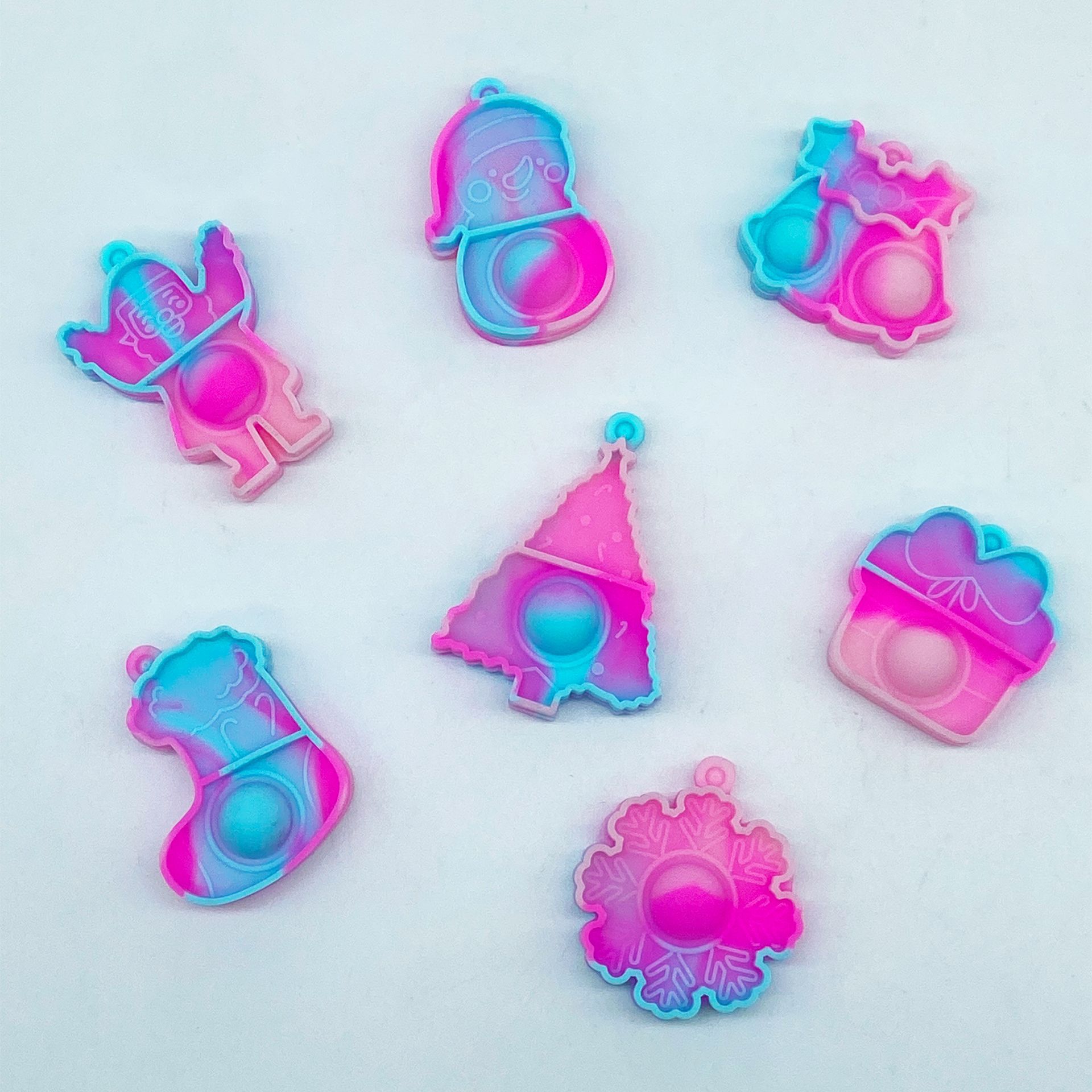 5PCS/SET Adult Kids Fidget Toys Pop It Fidget Sensory Toys Set Keychain Set of Silicone Pop Ornaments for Fingers MINI Bubble Bulk Relaxation Toys for Hanging on Fingers Bags Charm Christmas Gifts C09
