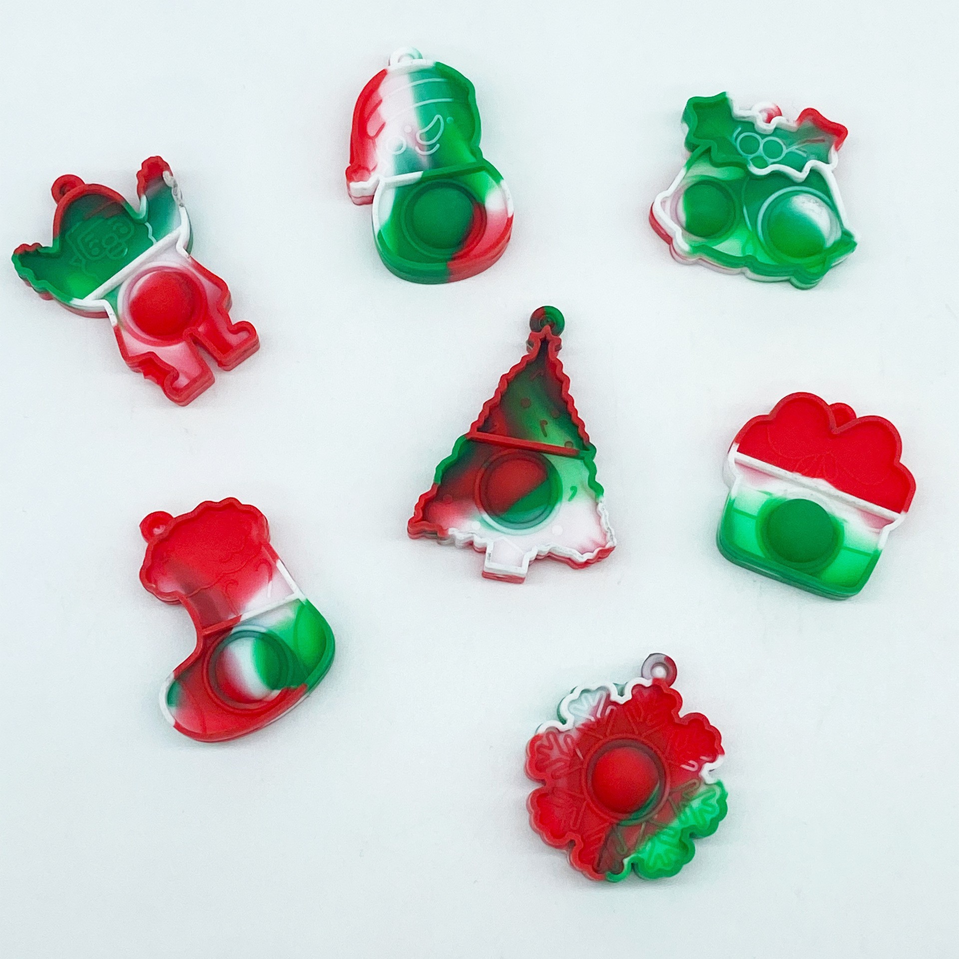 5PCS/SET Adult Kids Fidget Toys Pop It Fidget Sensory Toys Set Keychain Set of Silicone Pop Ornaments for Fingers MINI Bubble Bulk Relaxation Toys for Hanging on Fingers Bags Charm Christmas Gifts C09