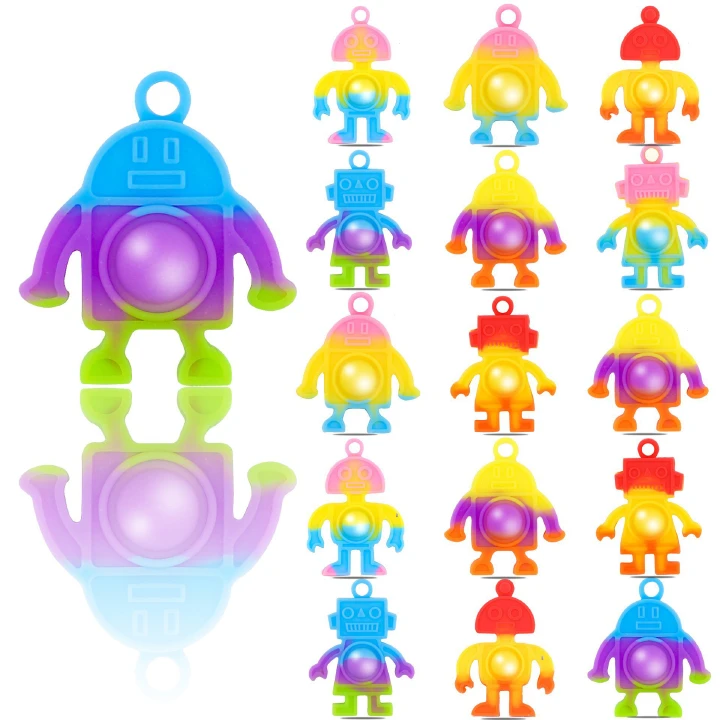 5PCS/SET Adult Kids Fidget Toys Pop It Fidget Sensory Toys Set Keychain Set of Silicone Pop Ornaments for Fingers MINI Bubble Bulk Relaxation Toys for Hanging on Fingers Bags Charm Christmas Gifts C09