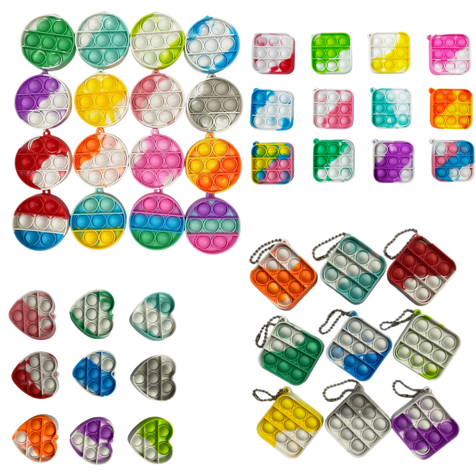 5PCS/SET Adult Kids Fidget Toys Pop It Fidget Sensory Bracelet Toys Set Keychain Set of Silicone Pop Ornaments for Fingers MINI Bubble Bulk Relax Fingers Toys Bags Charm Christmas Gifts C10