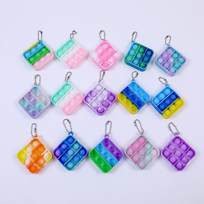 5PCS/SET Adult Kids Fidget Toys Pop It Fidget Sensory Toys Set Keychain Set of Silicone Pop Ornaments for Fingers MINI Bubble Bulk Relaxation Toys for Hanging on Fingers Bags Charm Christmas Gifts C09