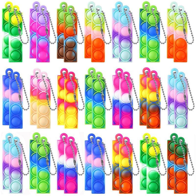 5PCS/SET Adult Kids Fidget Toys Pop It Fidget Sensory Toys Set Keychain Set of Silicone Pop Ornaments for Fingers MINI Bubble Bulk Relaxation Toys for Hanging on Fingers Bags Charm Christmas Gifts C09