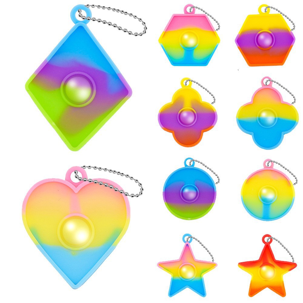 5PCS/SET Adult Kids Fidget Toys Pop It Fidget Sensory Toys Set Keychain Set of Silicone Pop Ornaments for Fingers MINI Bubble Bulk Relaxation Toys for Hanging on Fingers Bags Charm Christmas Gifts C09