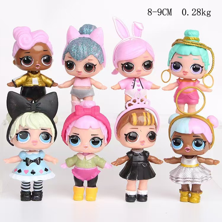 8PCS/SET 8-9CM LOL Dolls Figurine  Anime Surprise Doll Figurine Model Box Creative Miniature Landscape Decoration Trendy Display Birthday Christmas Gifts for Boys Girls Playing House Fidget Toys C15