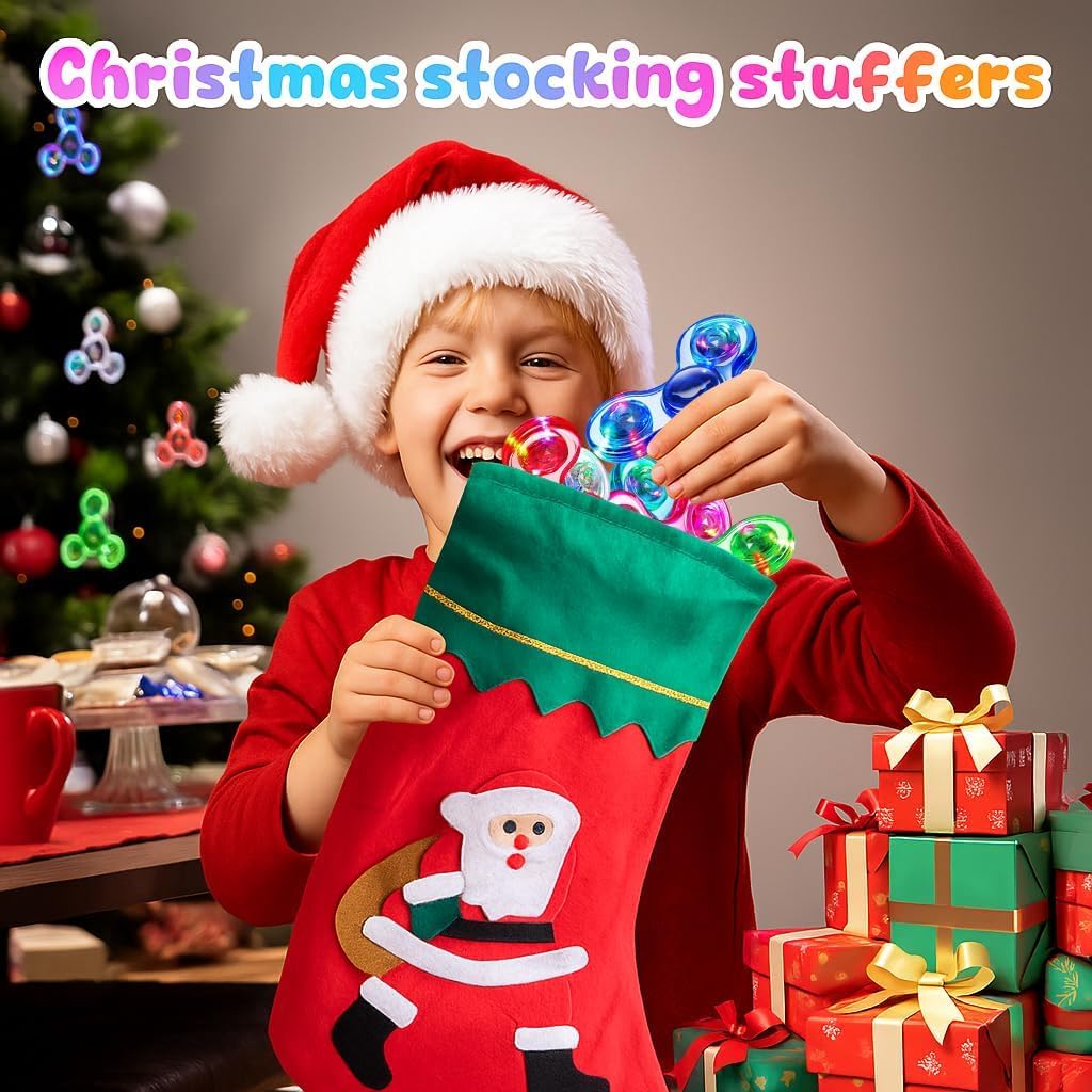 3PCS/SET Fidget Spinner Light up Sensory Fidget Toys Adults Kids 4-8-12 with Autism ADHD, Kids Travel Toys Anxiety Stress Relief Teen Boy Gifts, Classroom Prizes Glow Birthday Party Graduation C26