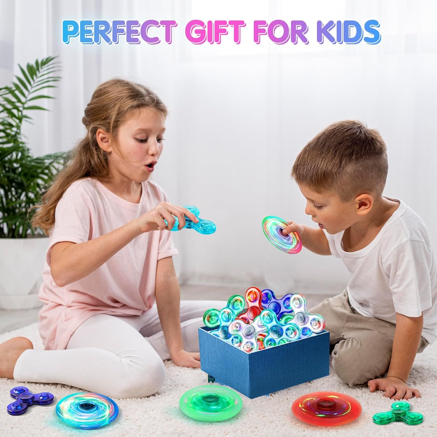 3PCS/SET Fidget Spinner Light up Sensory Fidget Toys Adults Kids 4-8-12 with Autism ADHD, Kids Travel Toys Anxiety Stress Relief Teen Boy Gifts, Classroom Prizes Glow Birthday Party Graduation C26