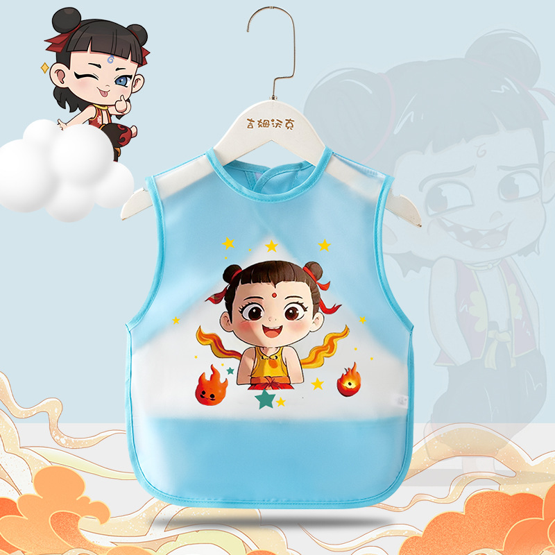 2PCS New Cheap Waterproof Baby Feeding Apron,Summer Children's Dirty-Proof Sleeveless Coverall for Boys and Girls,Reversible Infant Protective Garment,Kids Waterproof Bibs with Cartoon Image C81