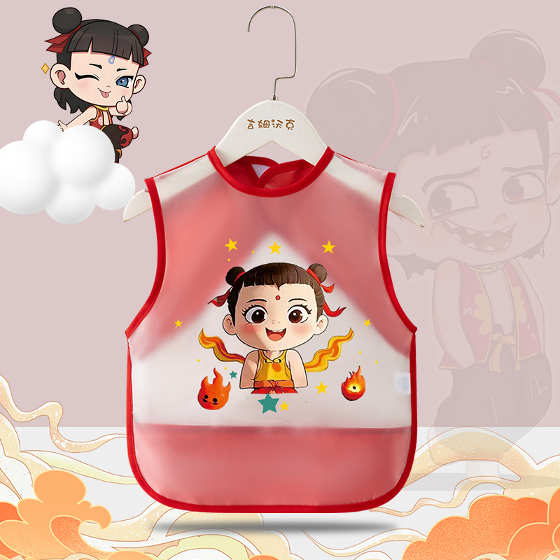 2PCS New Cheap Waterproof Baby Feeding Apron,Summer Children's Dirty-Proof Sleeveless Coverall for Boys and Girls,Reversible Infant Protective Garment,Kids Waterproof Bibs with Cartoon Image C81