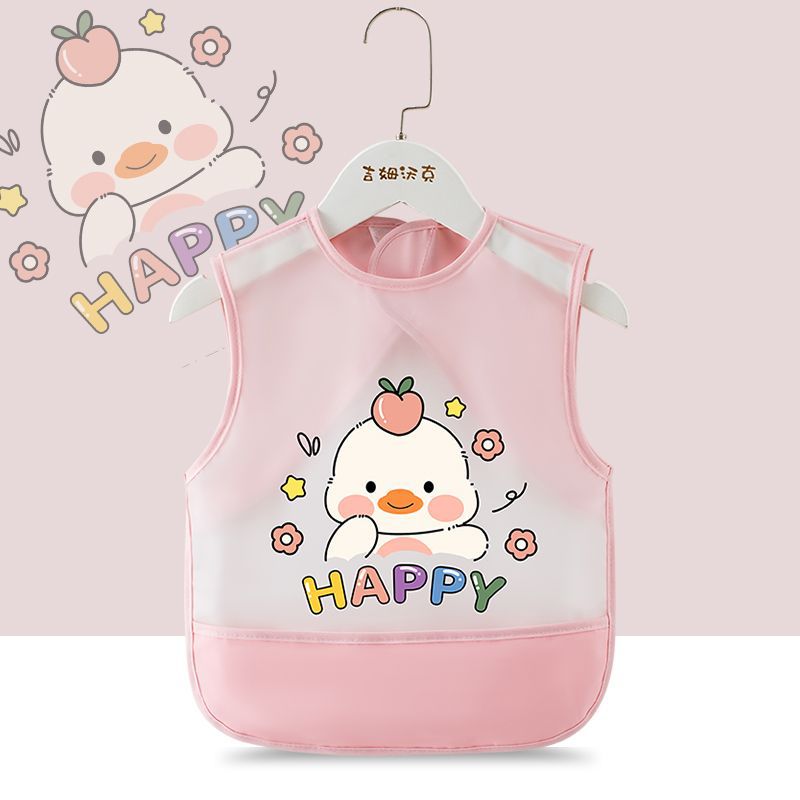 2PCS New Cheap Waterproof Baby Feeding Apron,Summer Children's Dirty-Proof Sleeveless Coverall for Boys and Girls,Reversible Infant Protective Garment,Kids Waterproof Bibs with Cartoon Image C81