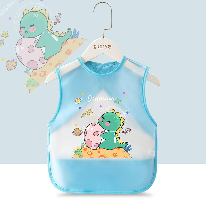 2PCS New Cheap Waterproof Baby Feeding Apron,Summer Children's Dirty-Proof Sleeveless Coverall for Boys and Girls,Reversible Infant Protective Garment,Kids Waterproof Bibs with Cartoon Image C81