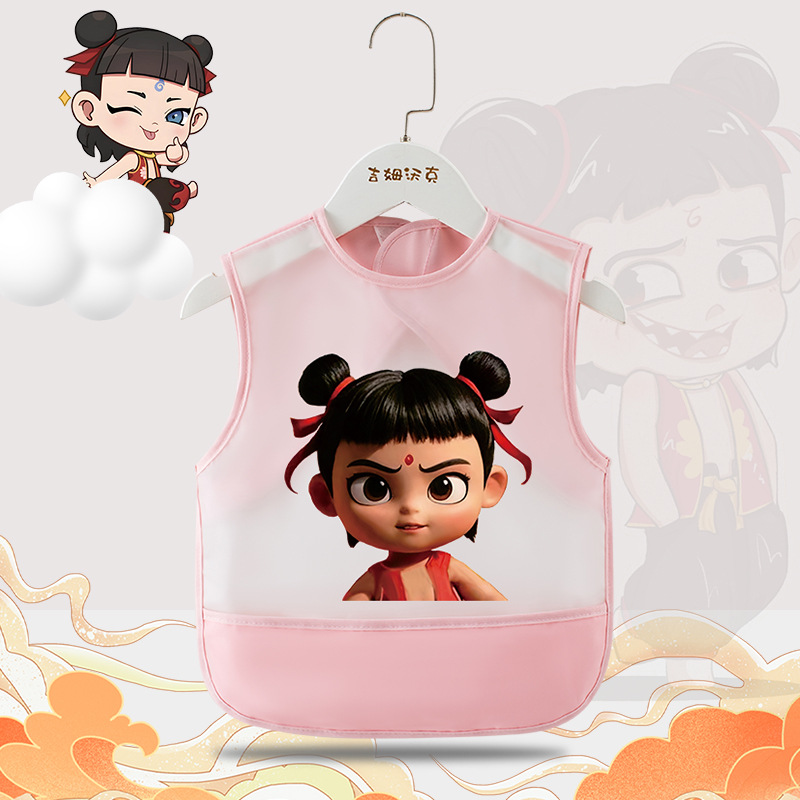 2PCS New Cheap Waterproof Baby Feeding Apron,Summer Children's Dirty-Proof Sleeveless Coverall for Boys and Girls,Reversible Infant Protective Garment,Kids Waterproof Bibs with Cartoon Image C81