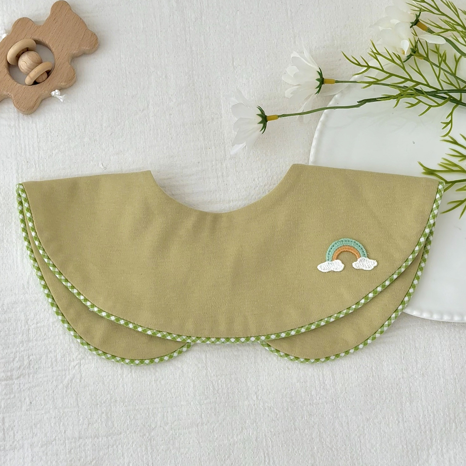 Mix 6-Pack Baby Cotton Bids AIWOOYOO 2026 Cartoon Print Embroidery Color-Contrast Trim Bib for Babies and Toddlers, Moisture-Wicking and Quick-Drying C82