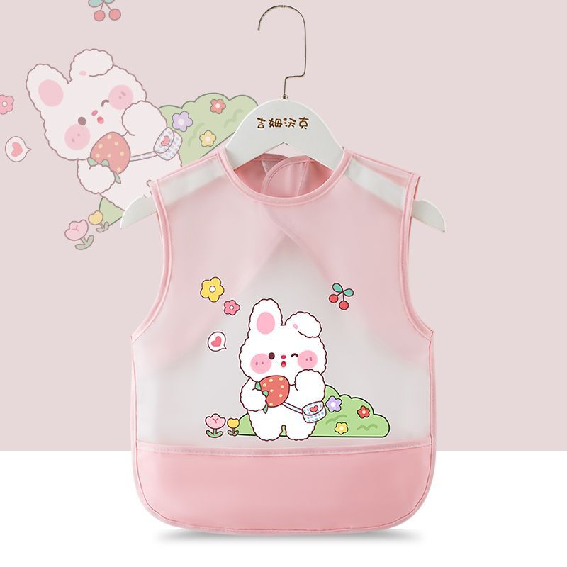 2PCS New Cheap Waterproof Baby Feeding Apron,Summer Children's Dirty-Proof Sleeveless Coverall for Boys and Girls,Reversible Infant Protective Garment,Kids Waterproof Bibs with Cartoon Image C81