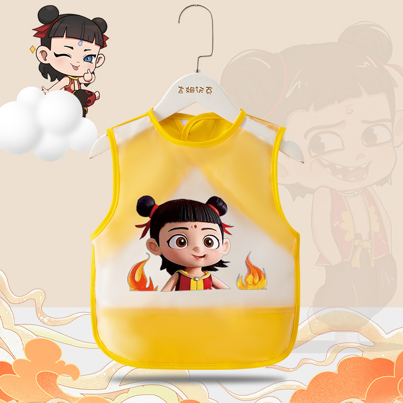 2PCS New Cheap Waterproof Baby Feeding Apron,Summer Children's Dirty-Proof Sleeveless Coverall for Boys and Girls,Reversible Infant Protective Garment,Kids Waterproof Bibs with Cartoon Image C81