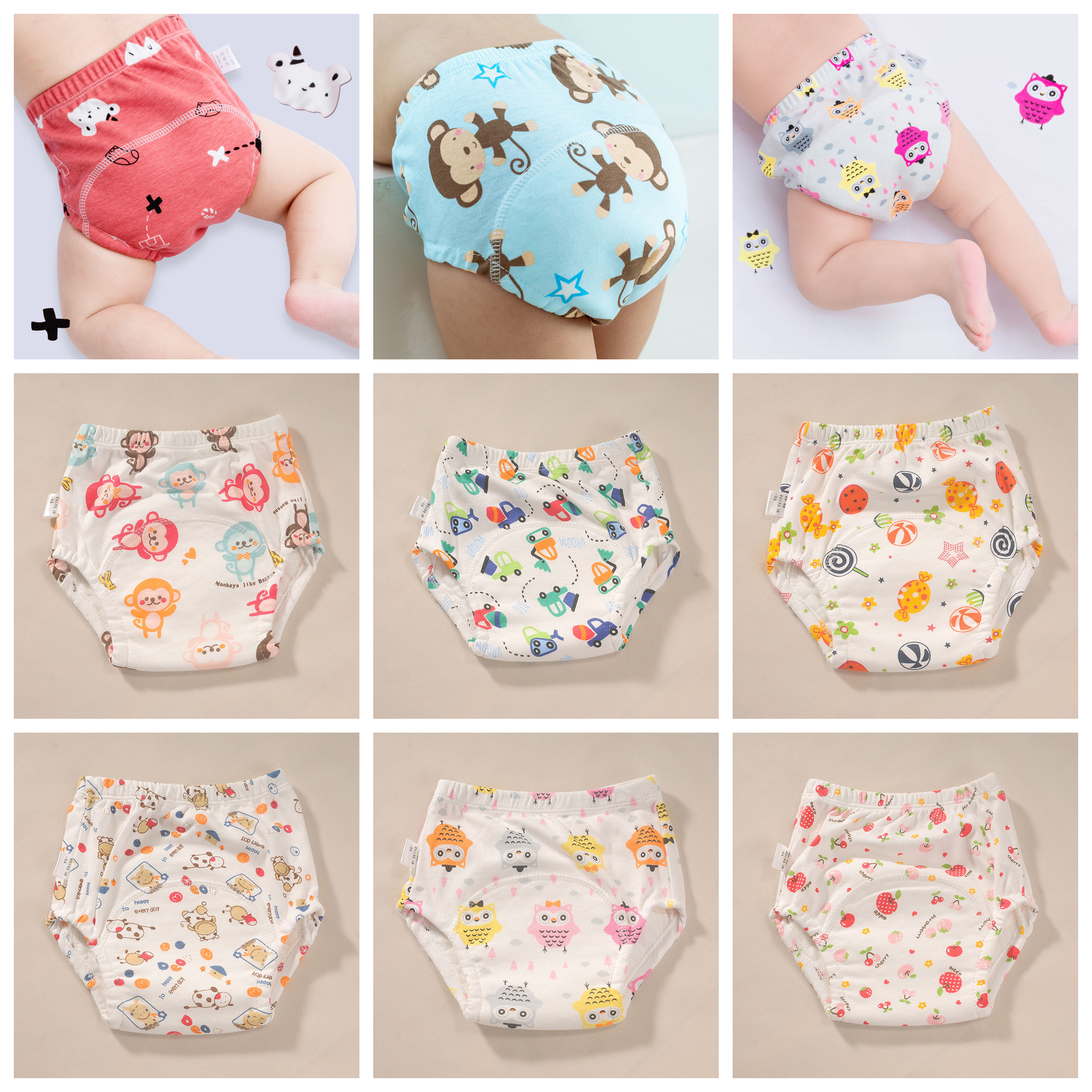 3PCS New Baby Cloth Diaper,Washable Cloth Diappers Waterproof Potty Training Pants Baby Toddler Fit for Baby 0-3Years,Leek-proof Adjustable Soft Infant Baby Cloth Diapers Kids Cotton Underwear C67