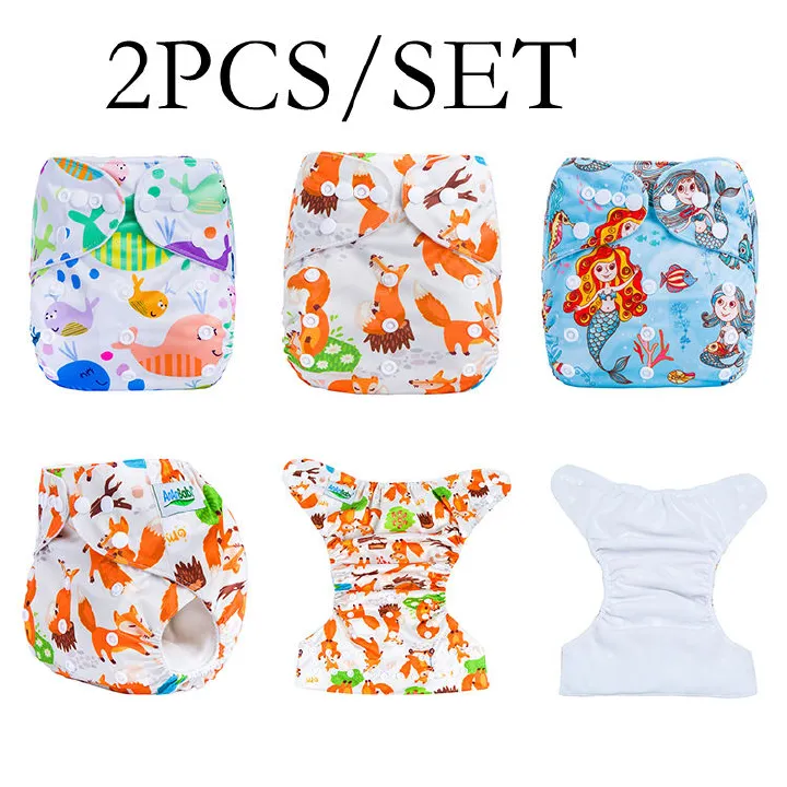 2PCS Baby Cloth Diapers +1PCS Nappy Gift,New Cartoon Washable Cloth Diappers Waterproof Potty Training Pants Baby Toddler Kid Underwear Fit for Baby 0-2Years,Adjustable Comfortable Infant Diapers C62