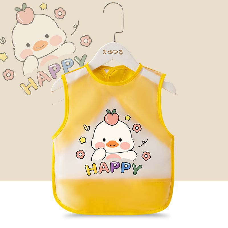 2PCS New Cheap Waterproof Baby Feeding Apron,Summer Children's Dirty-Proof Sleeveless Coverall for Boys and Girls,Reversible Infant Protective Garment,Kids Waterproof Bibs with Cartoon Image C81