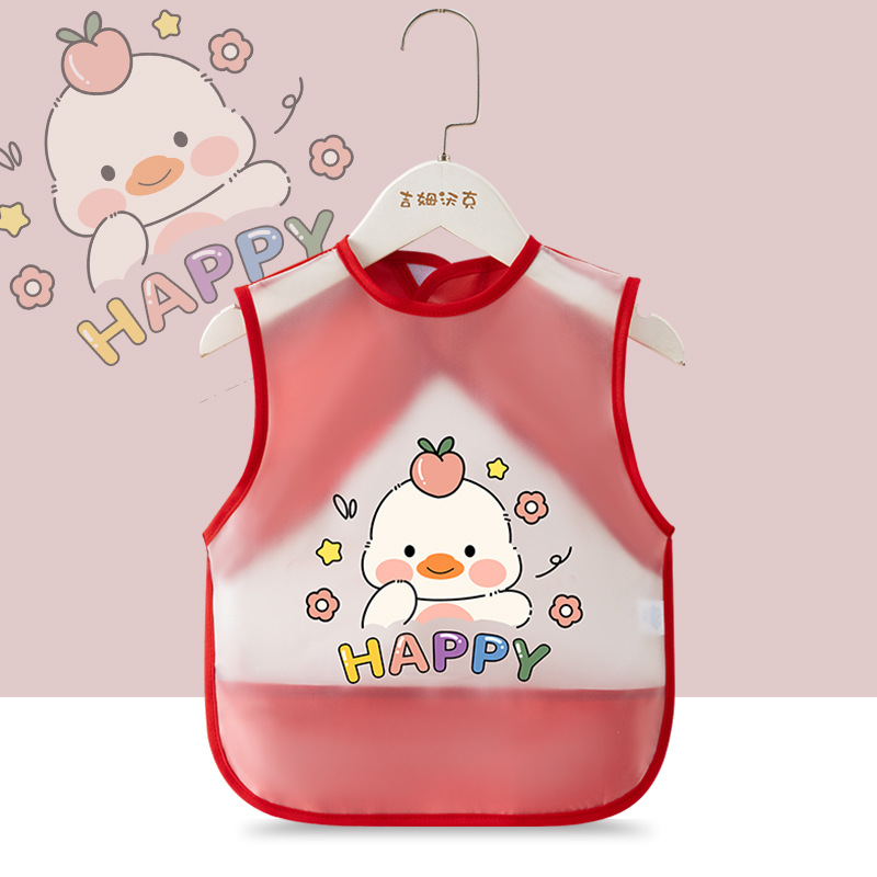 2PCS New Cheap Waterproof Baby Feeding Apron,Summer Children's Dirty-Proof Sleeveless Coverall for Boys and Girls,Reversible Infant Protective Garment,Kids Waterproof Bibs with Cartoon Image C81